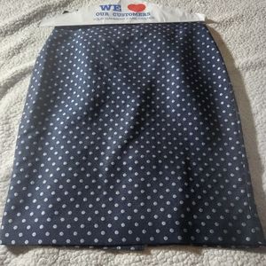 Ann Taylor Navy Polka Dots Jacquard Pencil Skirt Size 6